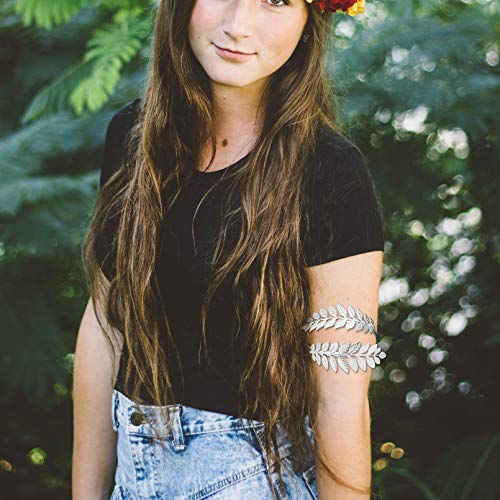 RechicGu Silver Tone Greek Roman Laurel Christmas Tree Leaf Bracelet Armband Upper Arm Cuff Armlet Festival Bridal - Image 3