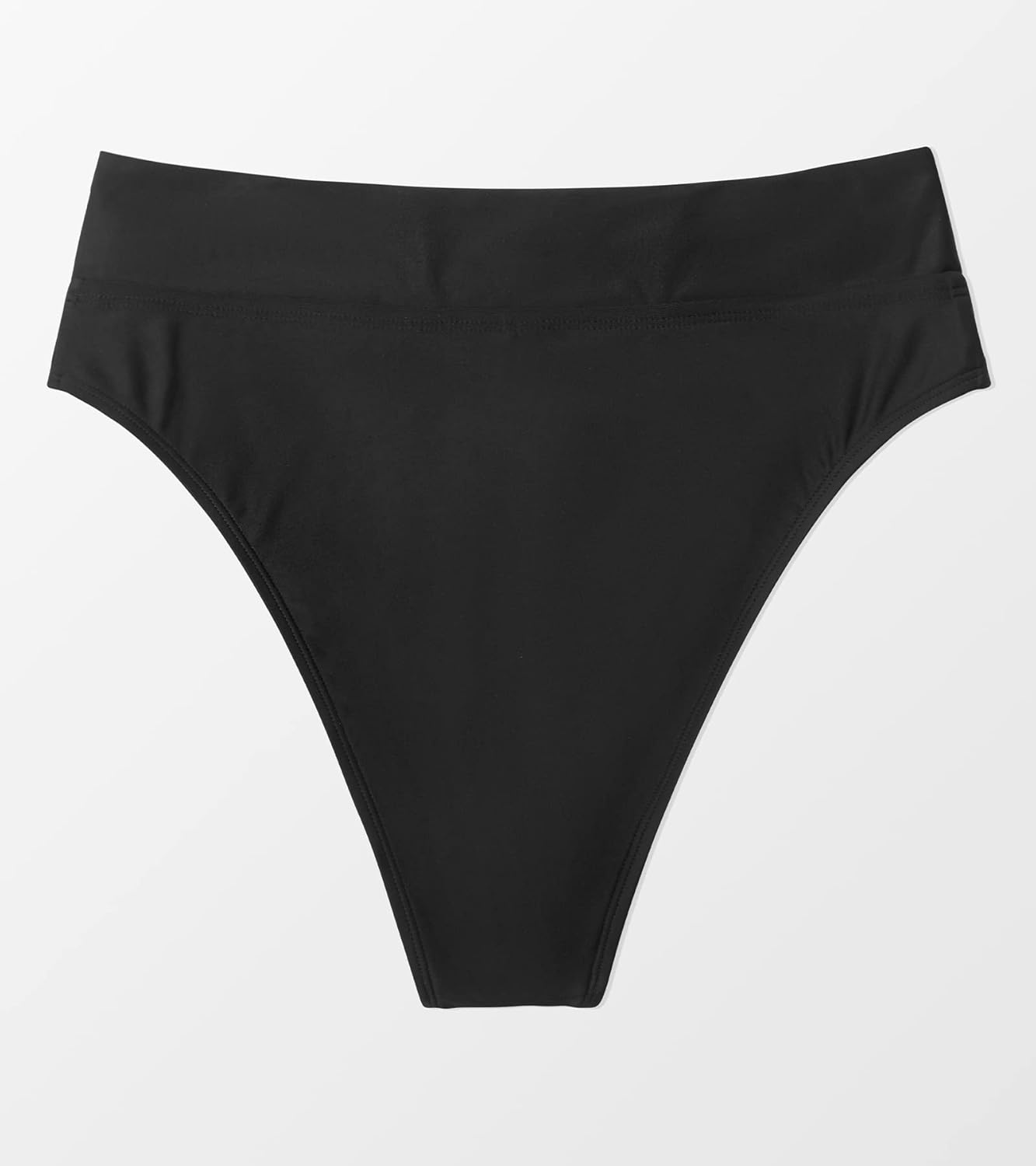 CUPSHE Women's Bikini Swimsuit Black High Waisted High Cut Cheeky V Cut Bikini Bottom - Image 7