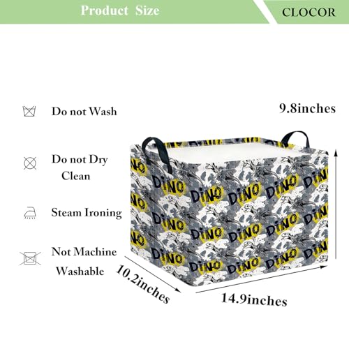 Image of CLOCOR Rectangular Storage Basket,Collapsible Storage Bin,Gift Basket(Grey Dinosaur)