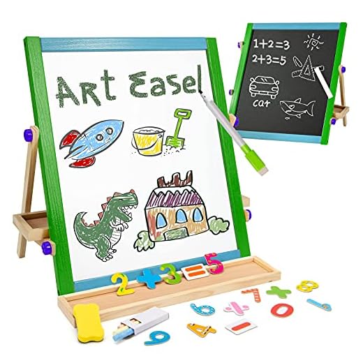 AVIASWIN Wooden Art Easel for Kids 3 Years and Up, Deluxe Double-Sided Tabletop Easel, Great Gift for Girls and Boys - Best Arts & Crafts for 3, 4, 5 Year Olds and Up