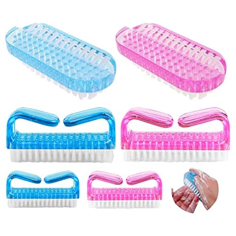 Snowyee Nail Brush, Nail Brushes for Cleaning Nails Made by Plastic and Soft Brush for Fingernail Polish and other (2 Colors / 6 Pieces in 1 Set/Blue & Pink) Cover