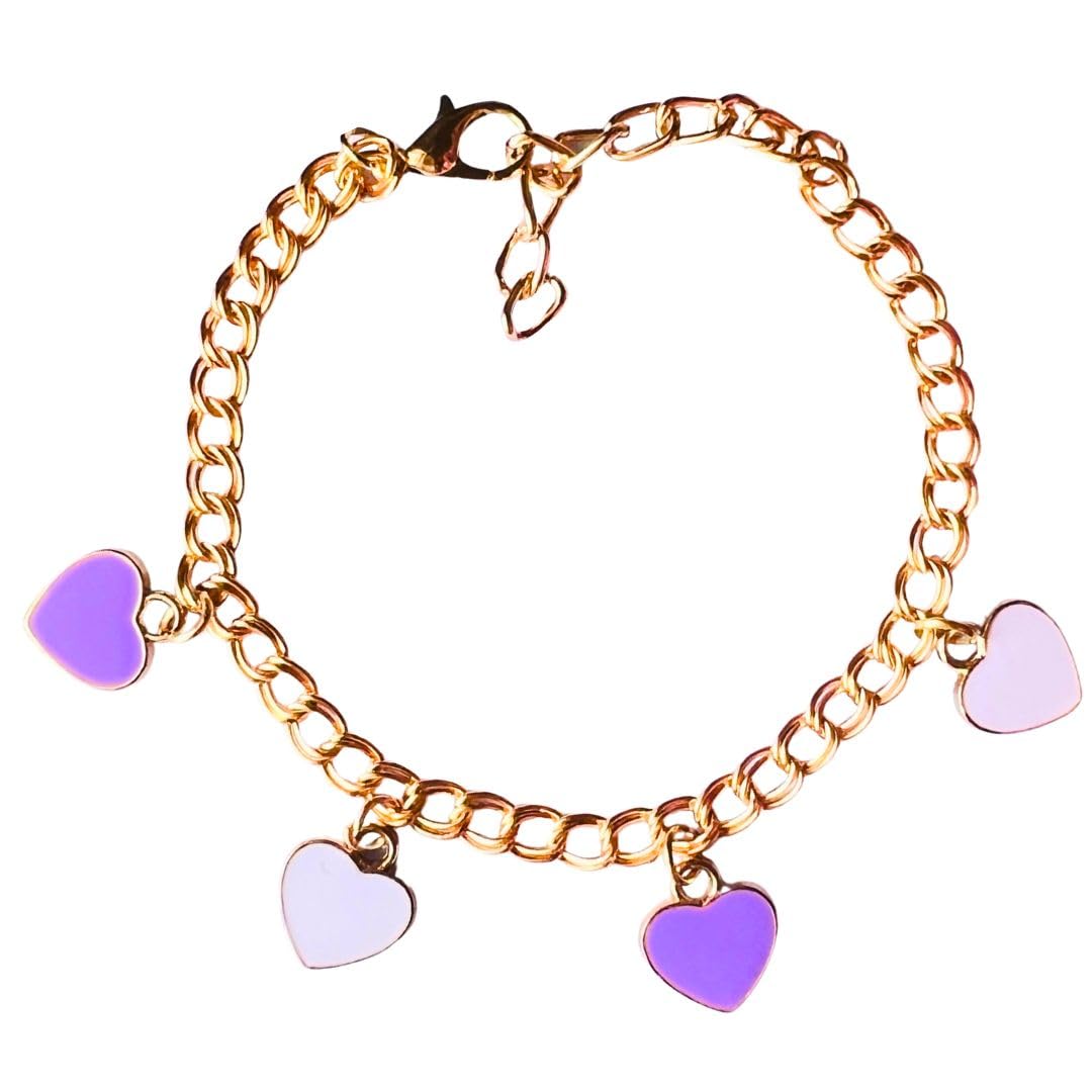 Rack Jack Stylish Hearts Charms Adjustable Free Size Bracelet Gold Plated Jewellery for Girls and Women (White Purple) (B0CV58NZV6) Amazon Price History, Amazon Price Tracker