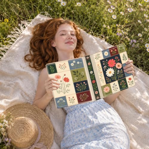Image of Photo Album 4x6 120 Pockets Patchwork Wildflower | 120 clear 4x6 photo pockets, strong elastic band, compact album, family travel wedding use, patchwork wildflower cover