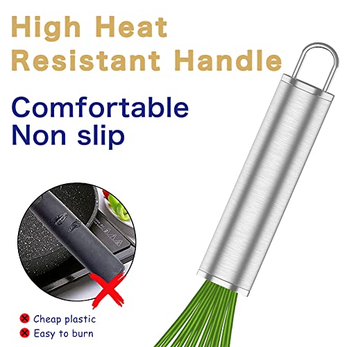 Image of OYV Silicone Whisk,Professional Whisks For Cooking Non Scratch,Stainless Steel & Silicone Wisk,Plastic Rubber Whisk Tool For Nonstick Cookware Pans,Silicon Wisks Set of 3,Green.