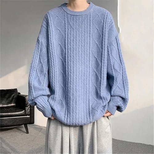 O-Neck Sweater Men Loose Knit Sweater Pullovers Solid Color Knitted Long Sleeves Mens Pullovers3
