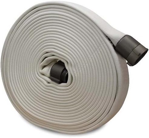 5Elem 017-0325-06025Elem FAD Series Double Jacket Fire Hose, 50' Length, 2" ID, 2.5" OD, 1000 psi, NST Male x Female Aluminum Connectors, Polyester/EPDM, White