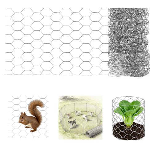 Chicken Wire 14" x 20', Outdoor Anti-Rust Hexagonal Galvanized Mesh Fencing to Protect Garden Plants, Vegetables, Flowers from Dogs, Ducks, Birds, Rabbits, Squirrels, Gophers & Small Animals