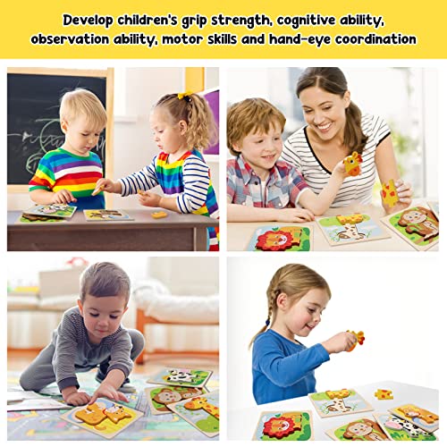 Wooden Toddler Puzzles For 1,2,3 Years, 5-Pack Animal Shape Puzzles For Kids 2-4, Montessori Educational Learning Toy Birthday Gifts For Boys And Girls #TOP4