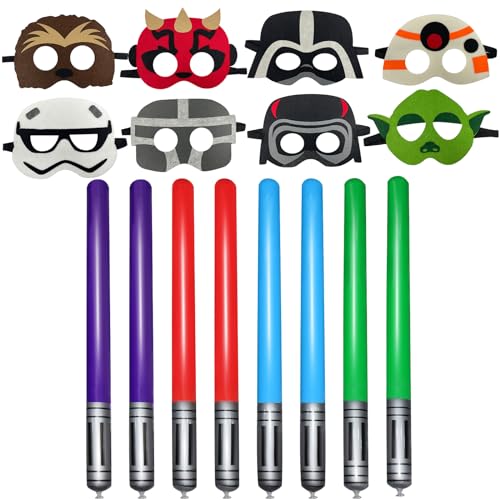 Ubephant Star Party Cadeaux, Star Cadeau D'anniversaire pour Enfants, 16Pcs Masques and Light Sabre Bâton Balloons Décoration de Fête Cadeaux Décoration...