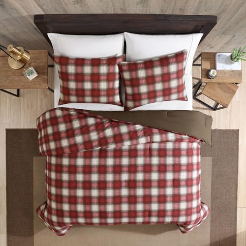 Image of Eddie Bauer - Twin Comforter Set, Reversible Alt Down Bedding with Matching Sham, Oeko-Tex Certified, Dorm Essentials (Navigation Red)