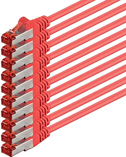 1aTTack.de 0.25m Cat6 Ethernet Cable Lan Patch Cat 6 Cables Internet Rj45 Plug 1Gbit/s SFTP PIMF for switch, router, modem, computer, gaming, tv, patchfields - orange - 10 pieces 0.25m
