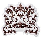 Baroque Fondant Mold Curlicues Scroll Lace Silicone Molds Polymer Clay Mold Border Relief Flower Mould Filigree Sculpted Decoration Fondant Molds for DIY Crafts Epoxy Resin Casting Air Dry Cake Topper