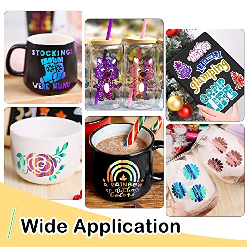 Wrapxpert Holographic Permanent Vinyl Adhesive 35 Sheets Vinyl Bundle-24 Vinyl Sheets 12"X12" & 6 Grid Transfer Paper & 5 Vinyl Layer Ppaer Compatible With All Crafters #TOP4