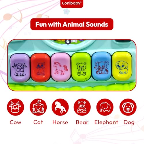 Image of Uonibaby by StarAndDaisy Baby Piano Toy House with Clock, Animal Rotator | Learn 50+ Rhymes, Day & Night, Sounds & More | Educational Toy for Toddlers.