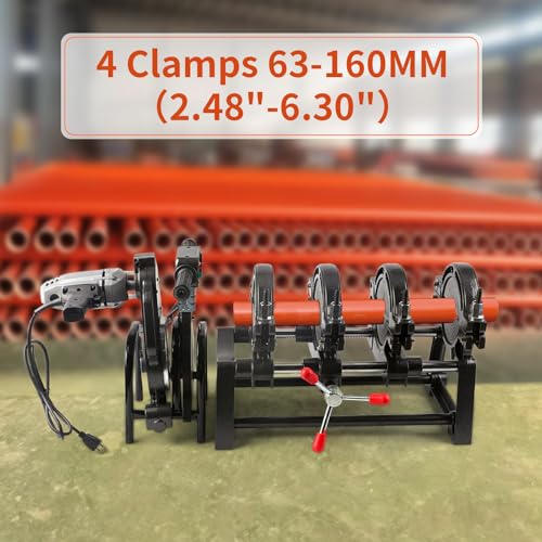Pipe Fusion Welder, Manual Tube Butt Fusion Welding Machine Four-Ring Double-Column Pipe Welding Butt Welding Machine 4 Clamps for PE PP PB PVDF HDPE PVC 2.48