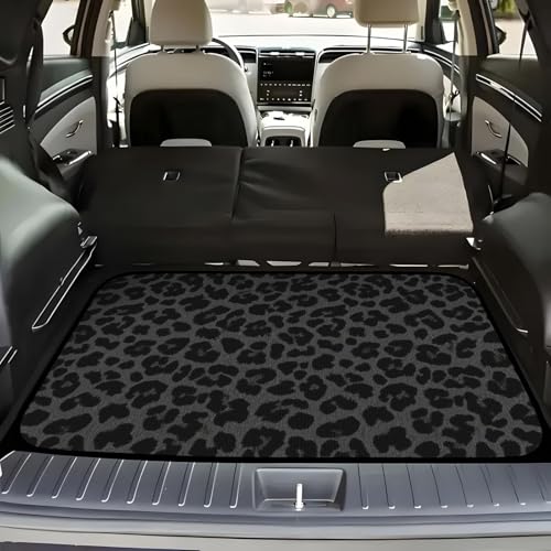 Universal Car Trunk Mat 29 x 39 Black Fashion Leopard All Weather Trunk Protection Cargo Liner Durable Cargo Mat Rear Trunk Liner Stylish Vehicle Interior Accessories Suitable for Most Car Models