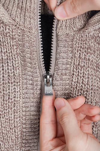 X RAY Boy's Zip Up Hooded Cardigan Sweater (S - XL), Full Zip Sherpa Hood Moto Arm Piece Sweater for Boys3