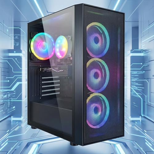 Image of STGAubron Gaming PC Computer Desktop, Radeon RX 580 8G, Intel Core I7 8th up to 4.10 GHz, 16G DDR4, 512G SSD, WiFi 6 & BT 5.2, RGB Fan x4, Windows 11 Home