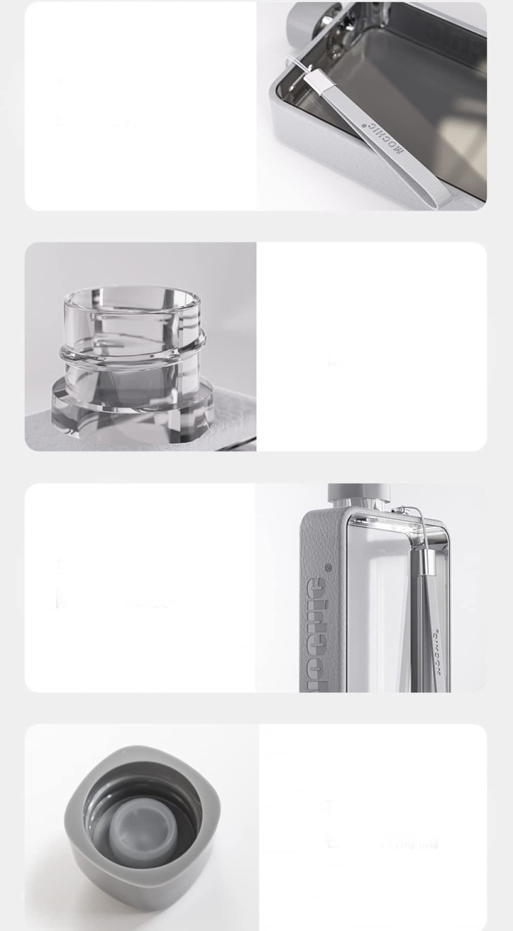 GANDUNQIBotella De Agua Plana Deportiva, Taza De Viaje PortáTil A5, Botella De Agua Sellada A Prueba De Fugas, Material Seguro, Adecuado para Acampar, Gimnasio, Al Aire Libre-Grey