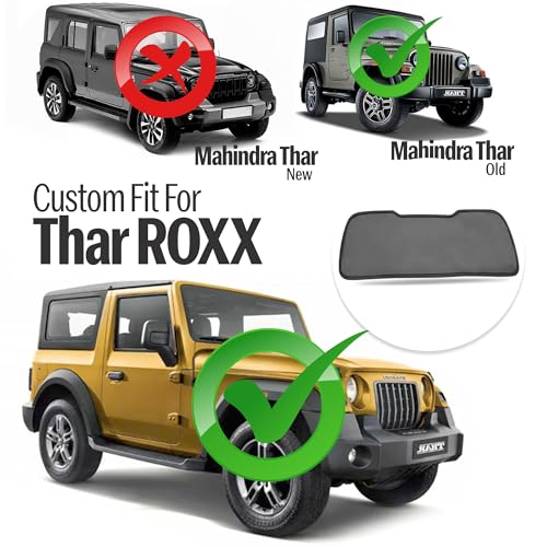 Image of Autofact Dicky Curtain for Mahindra Thar | Custom Fit Rear Windshield Sunshade | UV & Heat Protection | Foldable Mesh | Privacy & Cooling Car Accessory