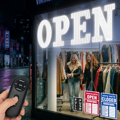 Image of 30 inchx10 inch Large LED Open Sign for Business - Unique Design super Bright Open Signs With chain - High Visibility for Stores, Bar, Hotel, Retail Shops,Window, Salon, Restaurant, Office (Cold White, 30*10inch)