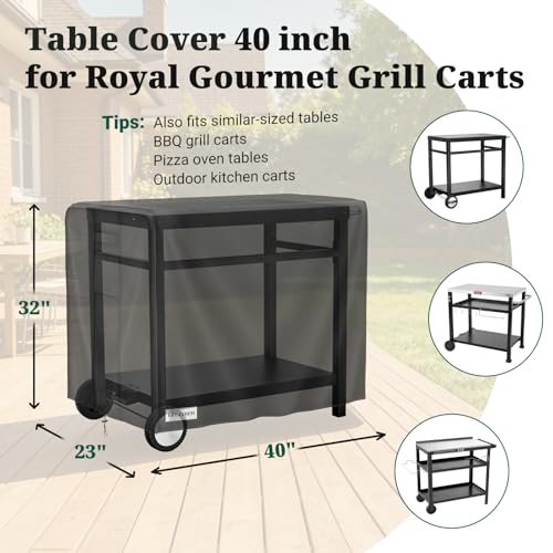 Image of MR. COVER Outdoor Prep Table Cover 40 inch for Royal Gourmet Cart Flattop Worktable, 600D Heavy Duty Waterproof for Grill Dining Kitchen Island cart Protective, Outdoor Storage Cabinet Cover