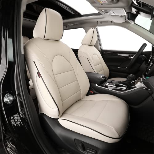EKR Custom Fit Pilot Seat Covers for Select Honda Pilot EX-L,Touring 8-Passenger,Touring,Sport,Special Edition 2016 2017 2018 2019 2020 2021 2022 -Three Rows,Leather (Beige)