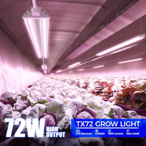 Image of Barrina TX72 4FT Grow Lights for Seed Starting, 72W(500W Equivalent), High PPFD, Full Spectrum, Linkable, Hanging Light Fixture, Grow Lights for Indoor Plants, Vegetables with On /Off Switch, 1 Pack