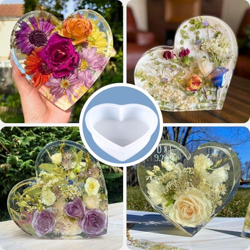 Image of Oytra Resin Art Mould Heart Shape for Flower Preservation Silicone Mold DIY Art Craft Casting Home Decoration & Gift Making