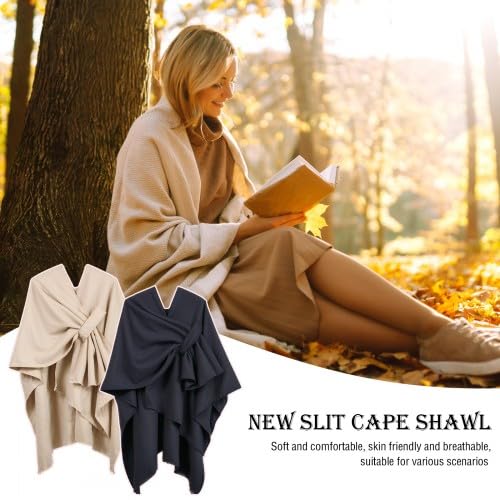 Poncho Mujer, Capa Mujer Invierno Elegante, Bufanda de Cardigan Talla Única, Poncho Estola, Dama de Capa Reversible, 130x150cm