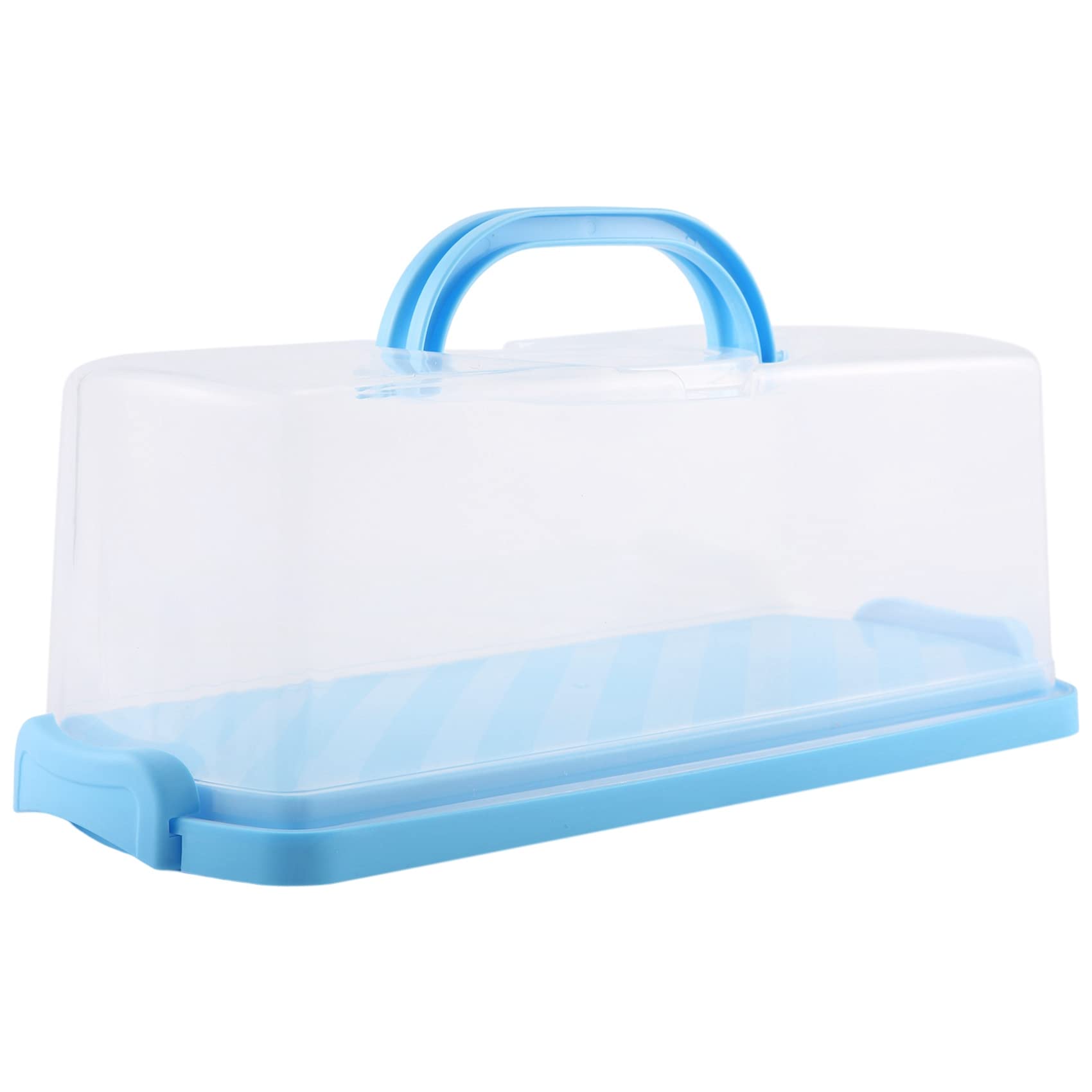 Yheonver Portable Bread Box with Handle Loaf Cake Container Plastic Rectangular Food Storage Keeper Carrier 13Inch Translucent Dome for Pastries, Bagels, Bread Rolls, Buns