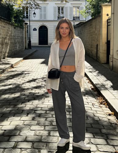 iClosam Bas de Survêtement Femme Coton Droit avec Cordon Réglable – vue 3