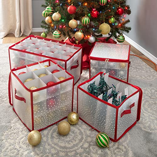 Simplify 27-Count Ornament Organizer | Red | Holds 27 Ornaments | Christmas Storage | Light Weight | Dimensions: 12.2 X 12.2 X 12.2 | Easy Carry Handles #TOP6