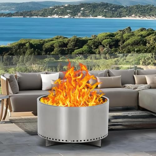 OutdoorVibe 20.5'' Smokeless Fire Pit with Air Switch, 360° Heating, Ash Pan IncludedPortable Stainless Steel Outdoor Firepit for Camping,Patio & Picnic