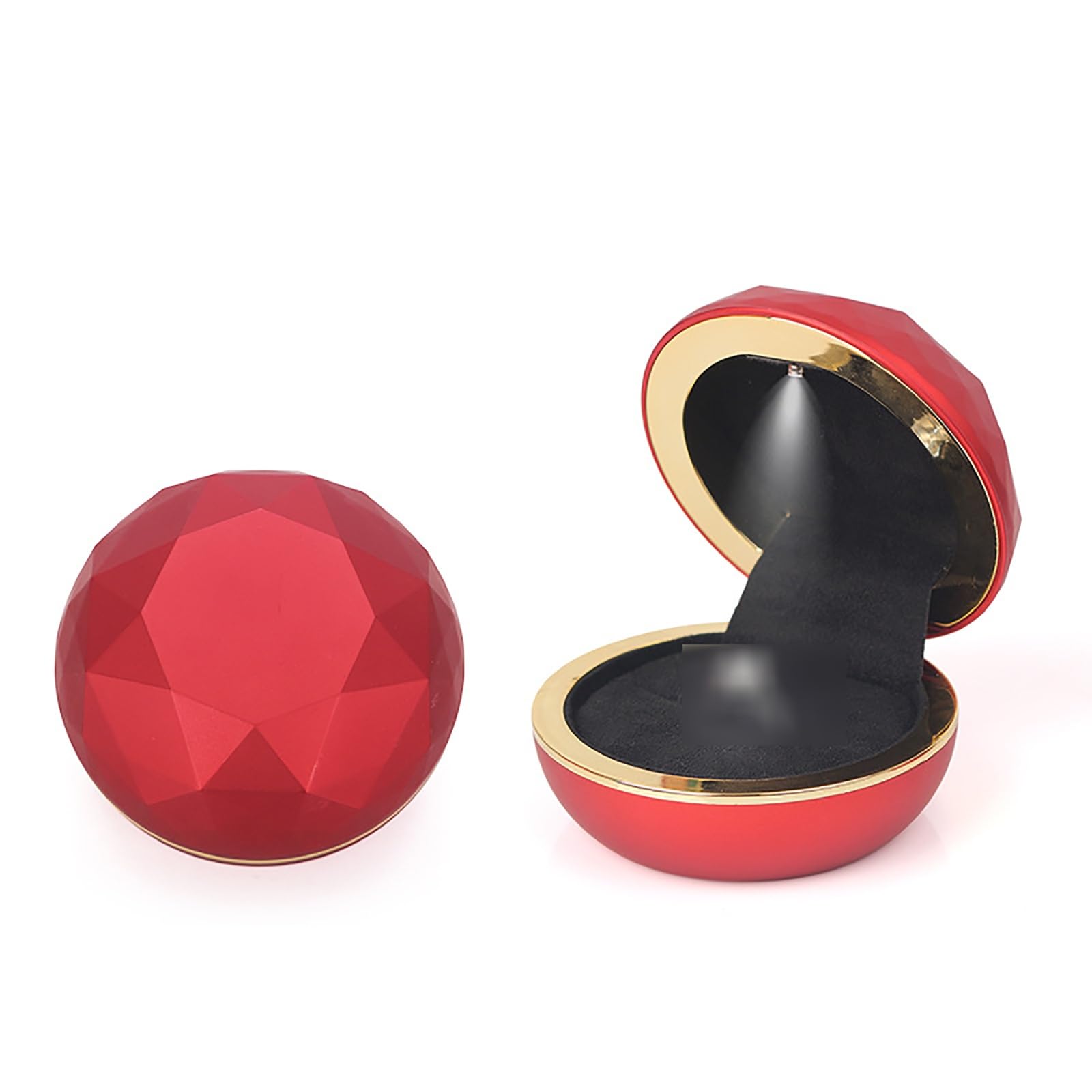 DUMRALBQE Wooden Ring Box LED Light Proposal Ring Box Packaging for Storage and Placement(Red)