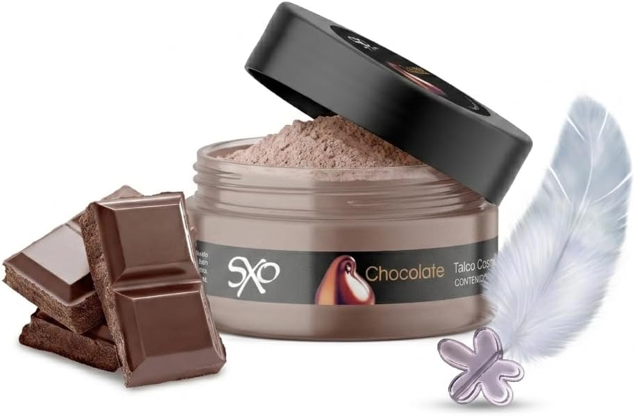 SXO Gourmet Edible Body Powder - Chocolate Flavored Kissable Dust for Couples - Talc-Free & All-Natural Formula - Sensual Satin Finish for Romantic Nights - Includes Applicator