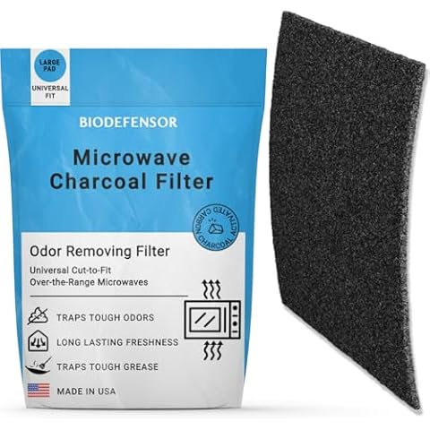 Biodefensor Microwave Charcoal Filter - Made in USA - Universal Cut to Fit OTR Frigidaire Whirlpool GE LG Maytag Kitchenaid Appliances - Commercial Grade Carbon Adsorbs Grease, Odors, Smoke Cover