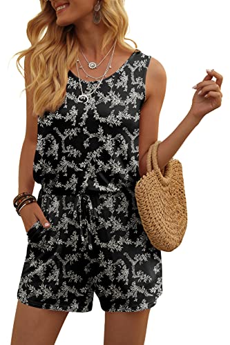 Image of DouBCQ Womens Summer Casual Sleeveless Loose Jumpsuits Romper with Pockets