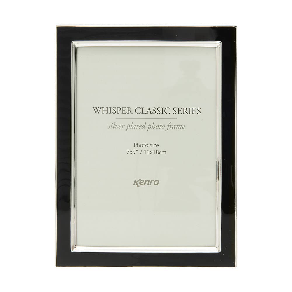 Kenro Whisper Classic Black 7x5 Inch / 13x18cm Photo Frame with Silver Plated Edging - WSC1318B