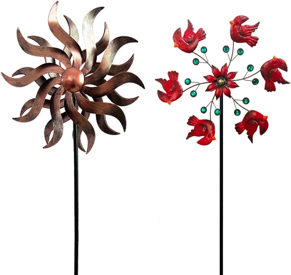 360° Metal Wind Spinner – Willow Leaf Kinetic Sculpture for Outdoor Patio Lawn Yard and Garden Decor