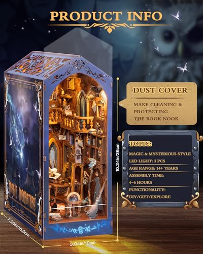 Quanquer DIY Book Nook Kit_with Dust Cover and LED Light 3D Wooden Booknook Fantasy Miniature Dollhouse_Book Nook Kits for Adults and Teens Creativity Gift(Magic Lab) - Image 2
