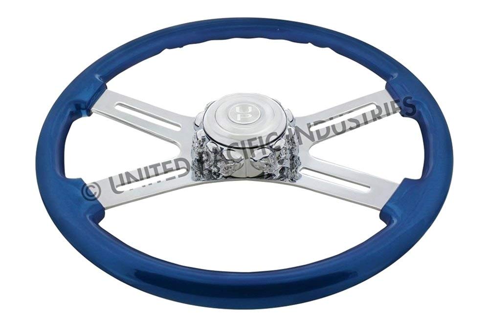 UNITED PACIFIC 88224 Steering Wheel, Blue, with Chrome Spokes