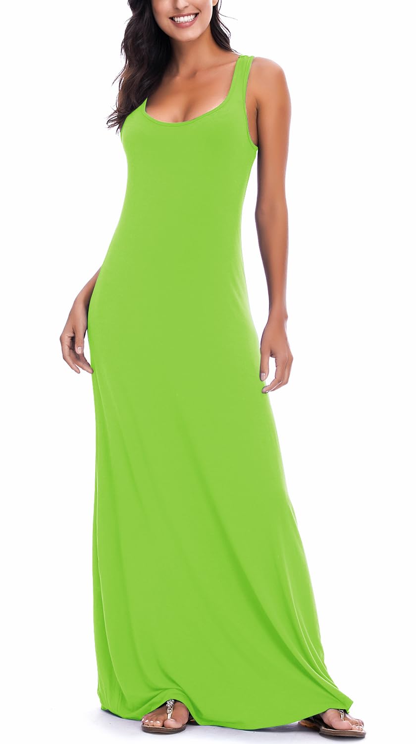 EXCHICWomen’s Sexy Tank Top Maxi Long Dress Casual Sleeveless Summer Beach Dress