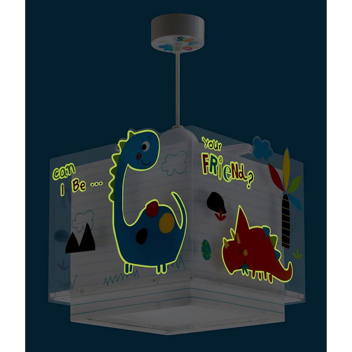 Dalber Lámpara Infantil de Techo Colgante Dinosaurios Dinos E27, Multicolor