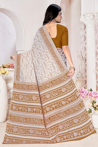 Image of TAMAIRA FASHION Mulmul Pure Cotton Saree For Woman Warli Printed|Office Wear Daily Wear Sarees For Women Without Blouse Piece(Available in 19 Colours)