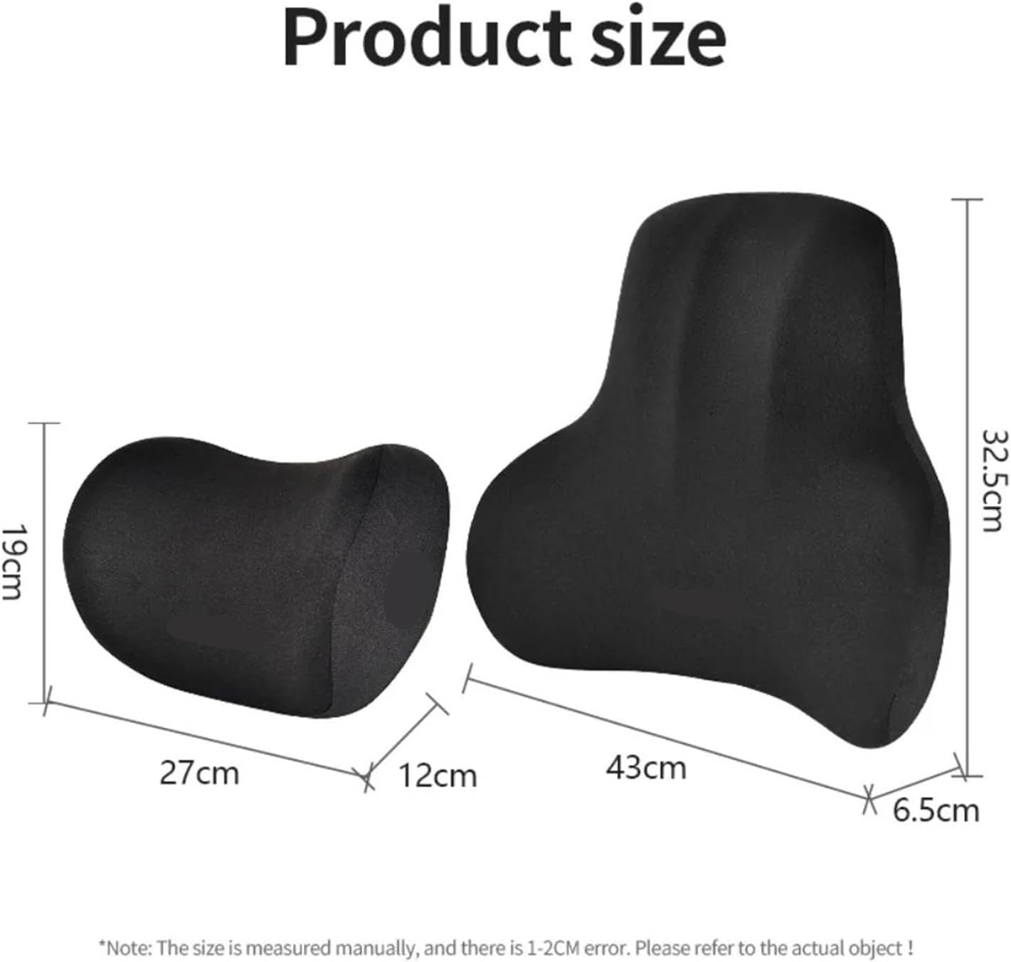 Car Memory Foam Neck Pillow and Lumbar Support Cushion Ultimate Comfort(Black Headrest)