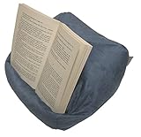 LESEfit Soft antirutsch Lesekissen, Tablet Kissen Halter kompatibel mit iPad, rundum Sitzsack für Buch & e-Reader (multifunktionale Quader-Form) für Bett & Sofa - Wildleder-Imitat blau