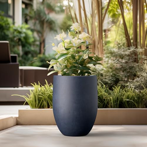 Kante Tall Concrete Planter, 21.7-Inch Height Antique Blue Large Indoor Outdoor Plant Pot with Drainage Hole for Patio Garden Home, Modern Decor for Flowers and Tree by Kante - Image 5