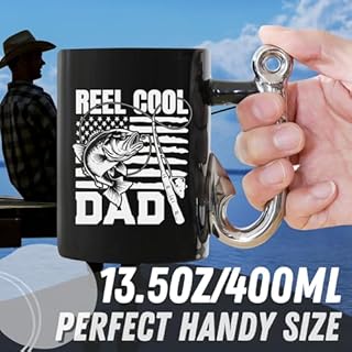 Onebttl Dad Coffee Mug with Fishhook Handle, Gifts for Dad on Birthday, Father's Day, 13.5oz - Cool Dad