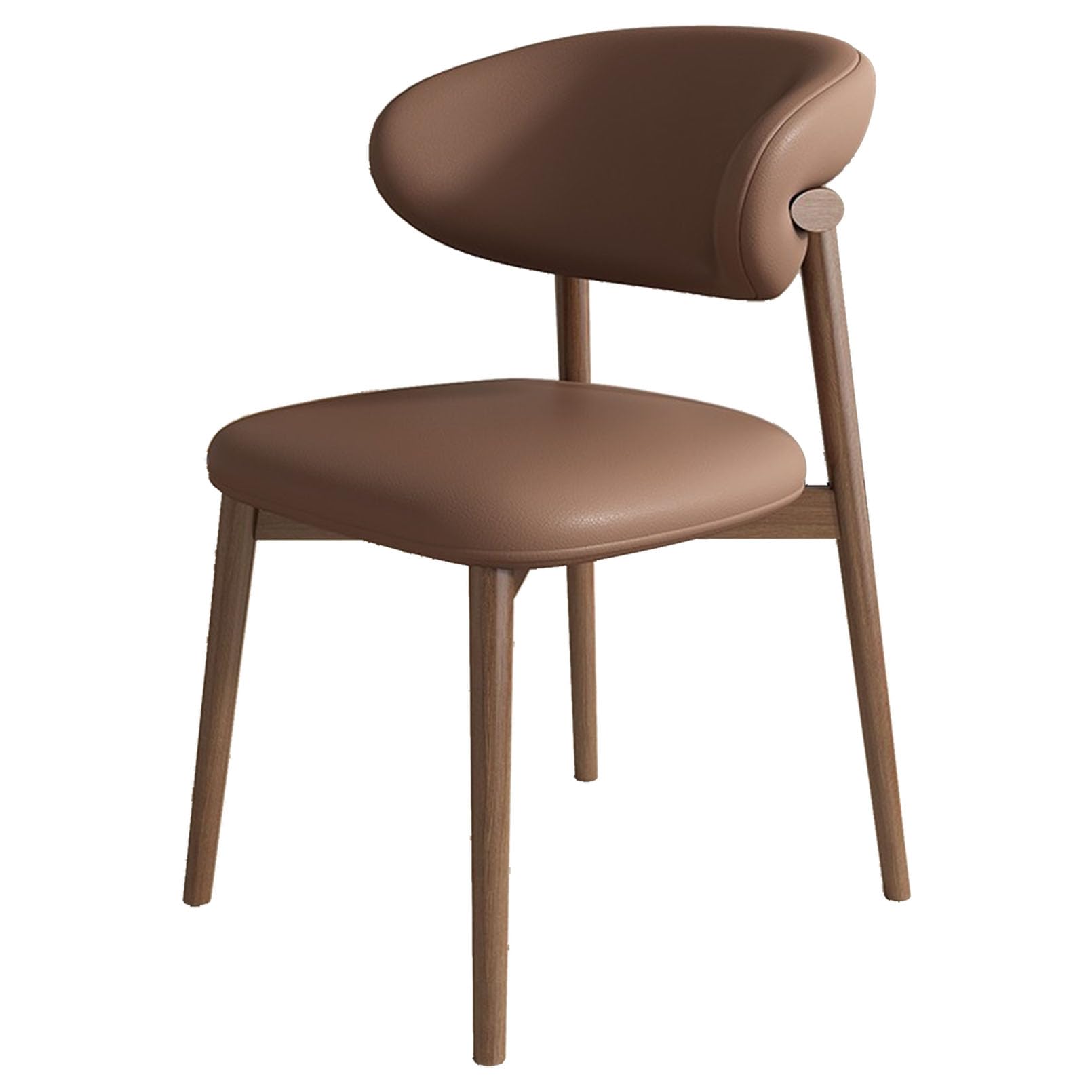 TBWFRD Mid-Century Modern Lounge Armless Chair für Küche, Restaurant und Wohnzimmer, Schwarz oder Braun, PU-Leder, Holzbeine, Wasserdicht, Ergonomisch und Stabil